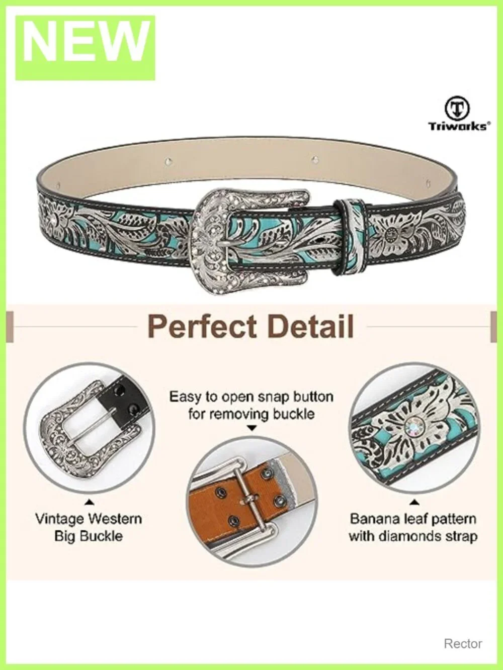 Western Belts for Women Cowgirl Cowboy with Interchangeable Buckles PU Leather
